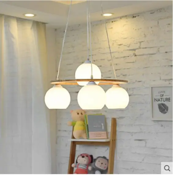 Скандинавская люстра из твердого дерева для ресторана простая круглая