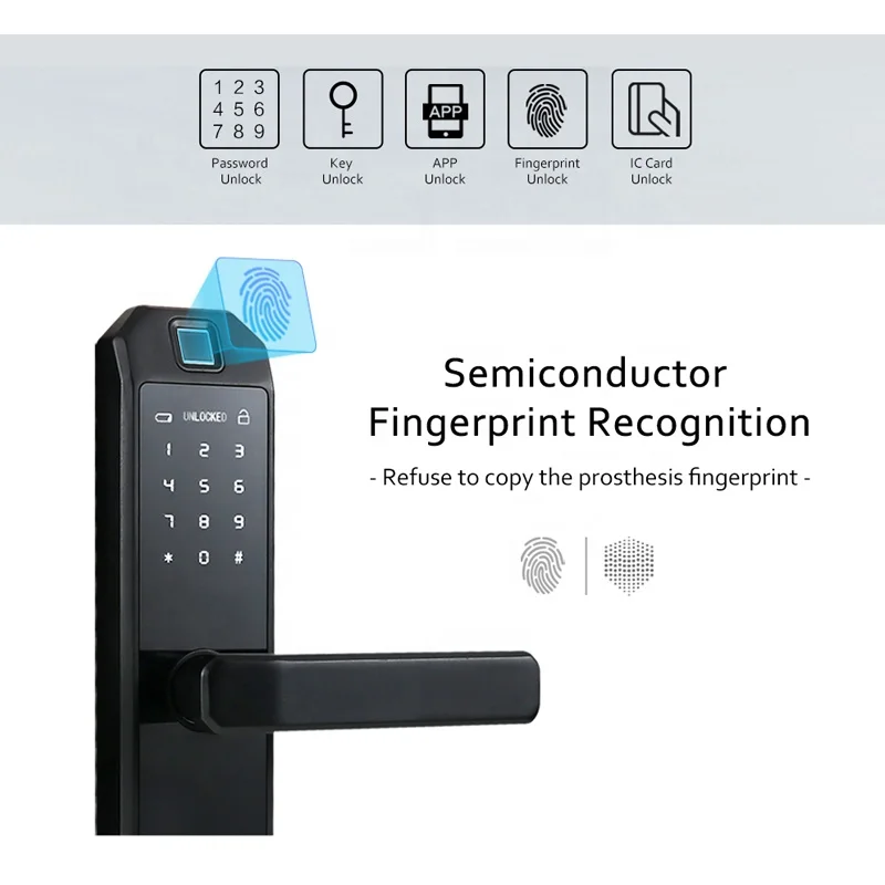 

Smart Home System Safe Password Keypad Smart Digital Fingerprint Scanner IC card Door Lock