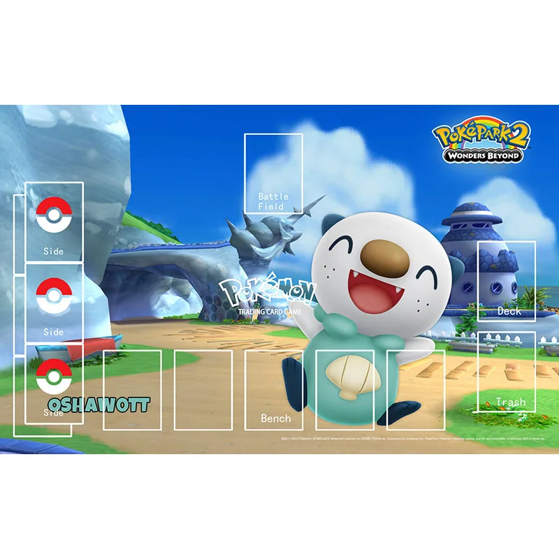 

Pokemon Playmat Mat Board Game for Children Girl Cute Present Oshawott Animal Design PTCG TCG Acessories