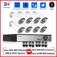 chhsv 8ch 5mp h 265ai face detection hdmi nvr kit cctv system 5mp sony imx335 outdoor audio ip camera home video security set