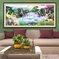 5d diamond painting landscape waterfall cross stitch full square round embroidery mosaic spring scenery pictures rhinestone gift