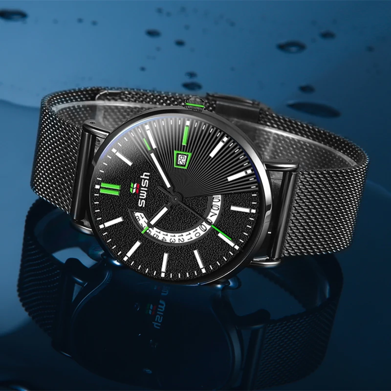 Часы наручные SWISH Мужские кварцевые брендовые Роскошные креативные ультратонкие