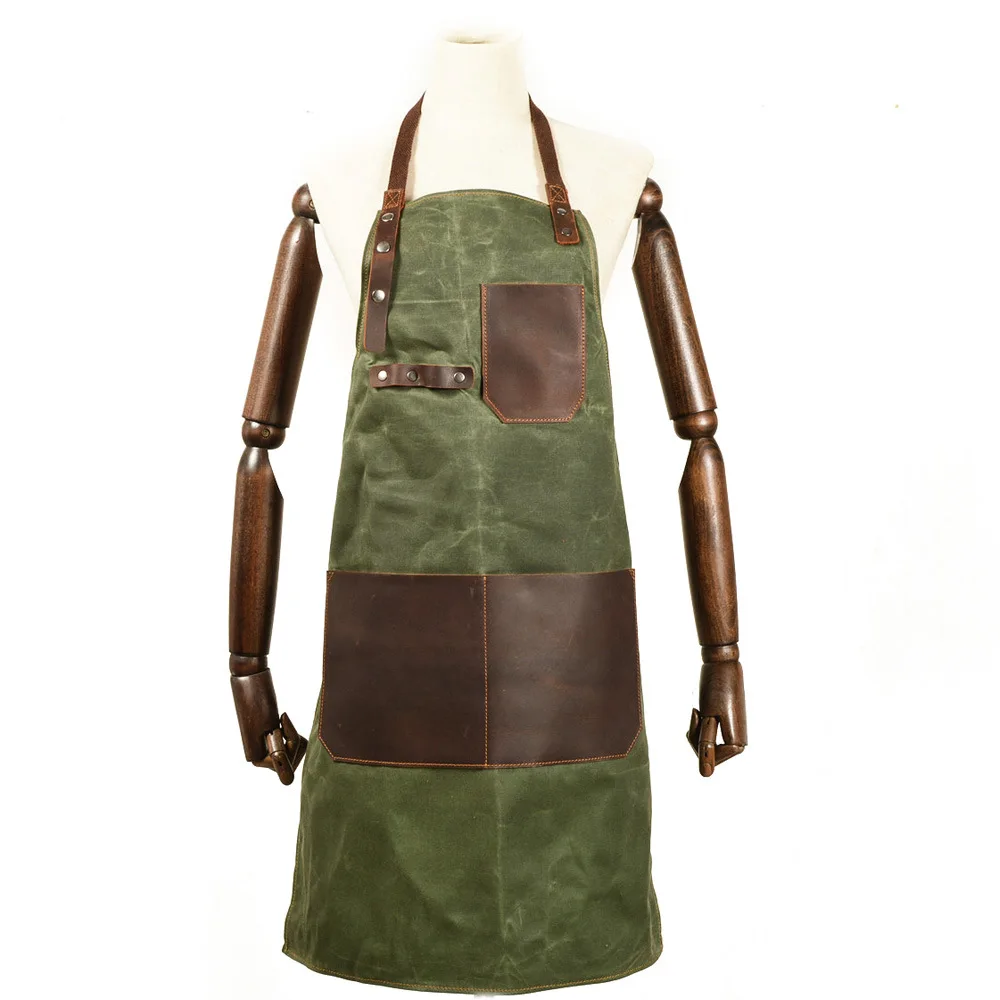 Брезентовый фартук с кожаным ремешком одежда для парикмахерской флористики