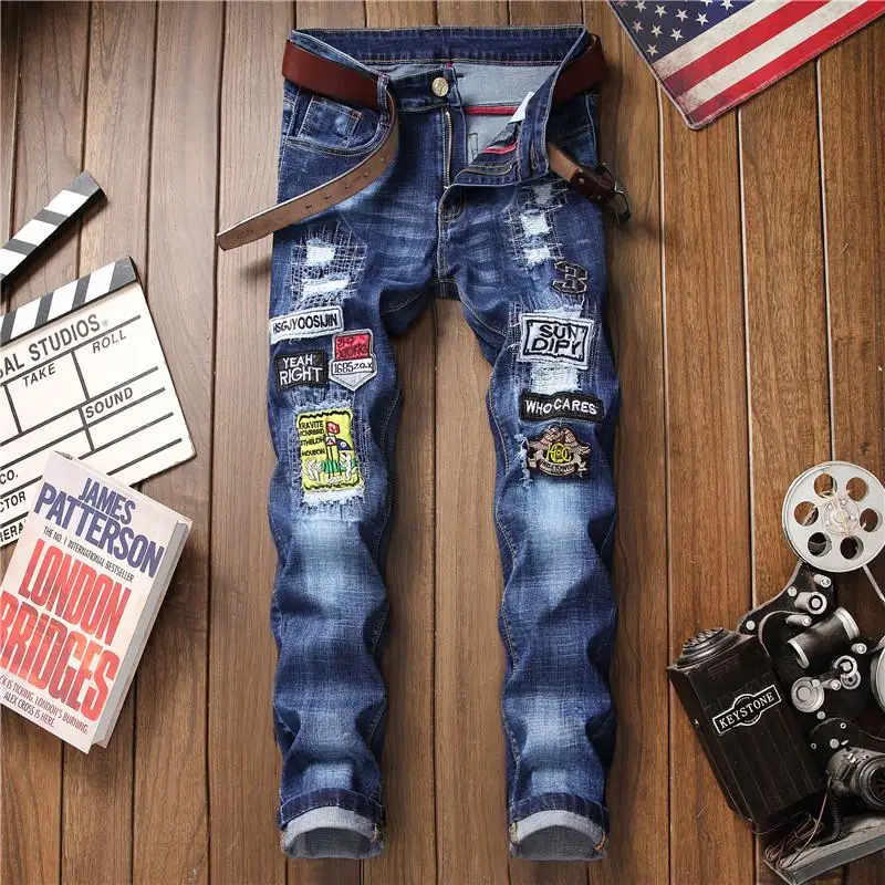 

Men's Fashion Trend Straight Denim Pants Slim Casual Jean Pants Skinny Trousers