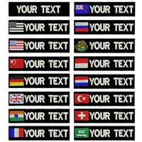 custom us uk germany spain hollad belgium russia flag name tags patch embroidered hook backing