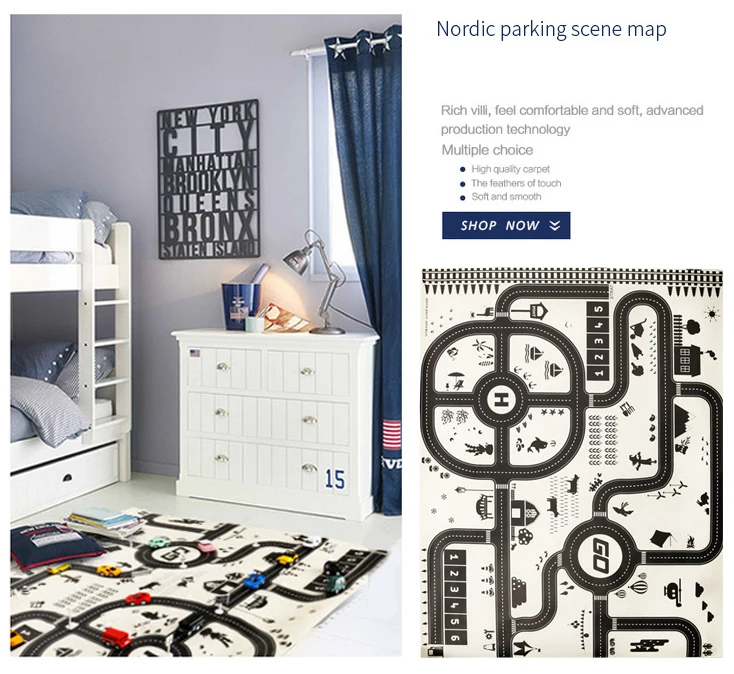 Enlarge Car Toy Waterproof Playmat 130*100CM Simulation Toys City Road Map Parking Lot Playing Mat Portable Floor Games GYH | Игрушки и