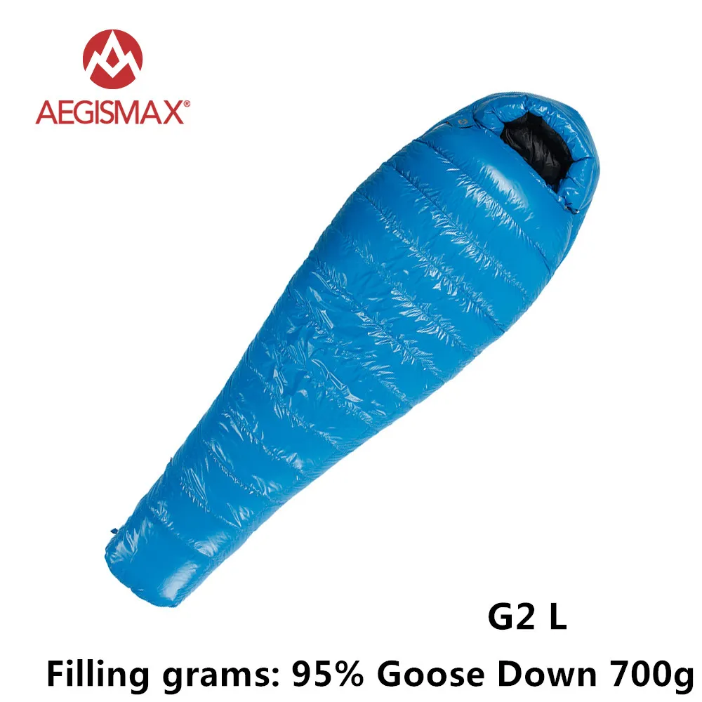 AEGISMAX G серия 95% белый гусиный пух Мумия зимний спальный мешок для кемпинга сверхлегкий дизайн перегородки сплайсинга удлиненный FP800 - Цвет: G2 L blue