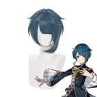 Парик XINGQIU короткий темно-синий, термостойкие синтетические волосы для косплея, для мужчин и женщин, для карнавала, вечевечерние