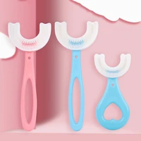 u shaped childrens toothbrush baby oral cleaning and brushing instrument kid household oral cleaning care soft silicone brush