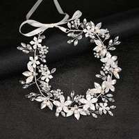 floralbride handmade rhinestones crystal freshwater pearls bridal headband wedding hair vine hair accessories women hair jewelry