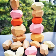 Детские деревянные игрушки цветной камень jinga строительные