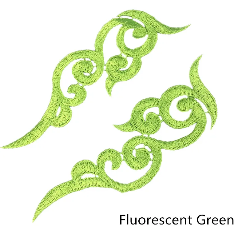 Fluorescent green Zsbszc 20 зеркальные пары LP-1882 полиэстер Ткань Цветы нашивки красочные облака craf белый черный кружево Аппликация аксессуары DA003 - Цвет: Fluorescent green