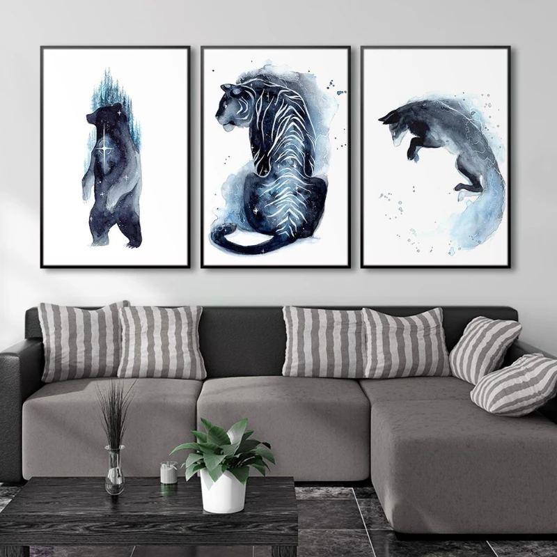 

Nordic Simple Atmosphere Poster Watercolor Animal Cute Pet Series Living Room Home Decoration Entrance Hall Frameless Painting
