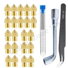 Сопло MK8 1,75 мм 0,20,30,50,60,81,0 мм, пинцет и 6 мм L-ключ и 0,35 иглы для Creality Ender 3 5, запчасти для 3D-принтера