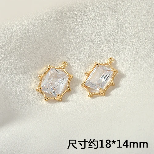 2 шт. серьги гвоздики с фианитами 18 К|Ювелирная фурнитура и компоненты| |