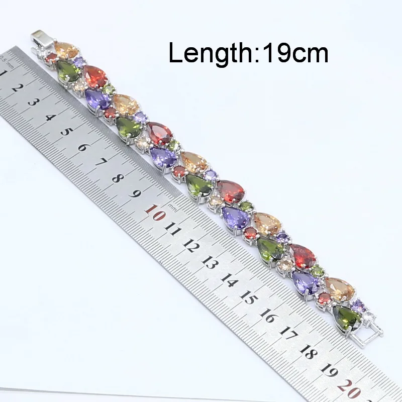 Серебряный свадебный набор украшений для женщин разноцветный циркониевый