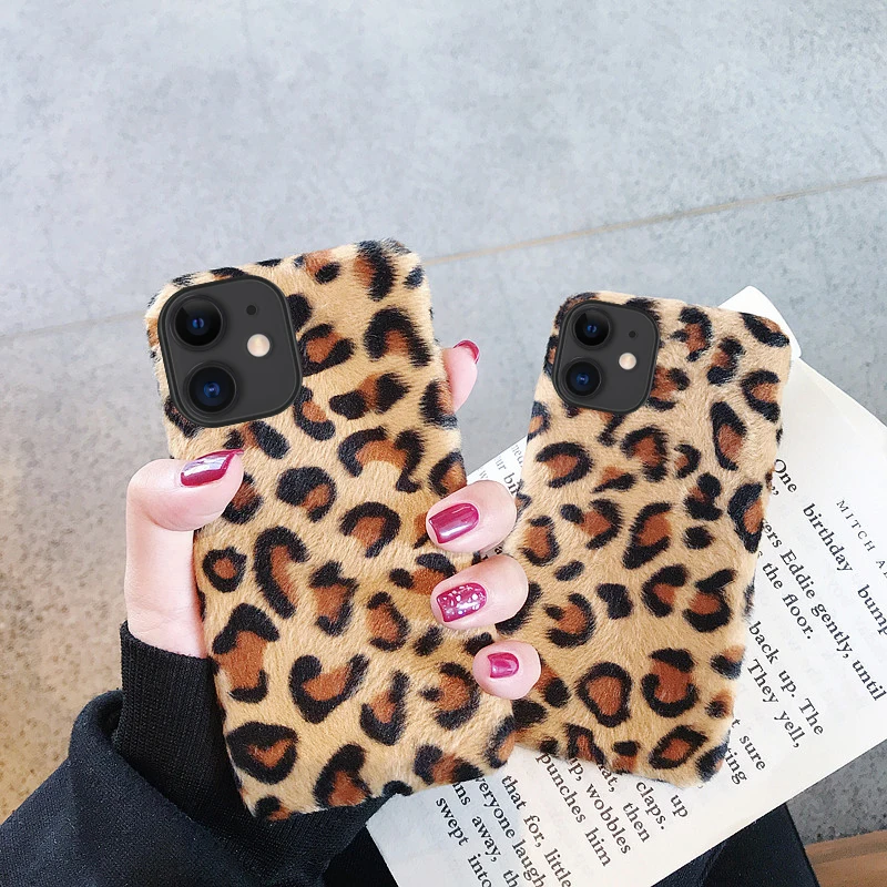 Для iPhone 11 Pro X Xr Xs Max 8 7 6S 6 Plus чехол Теплый леопардовый мягкий плюшевый пушистый мех ТПУ Гибкая задняя чехол для iPhone 5 5S se