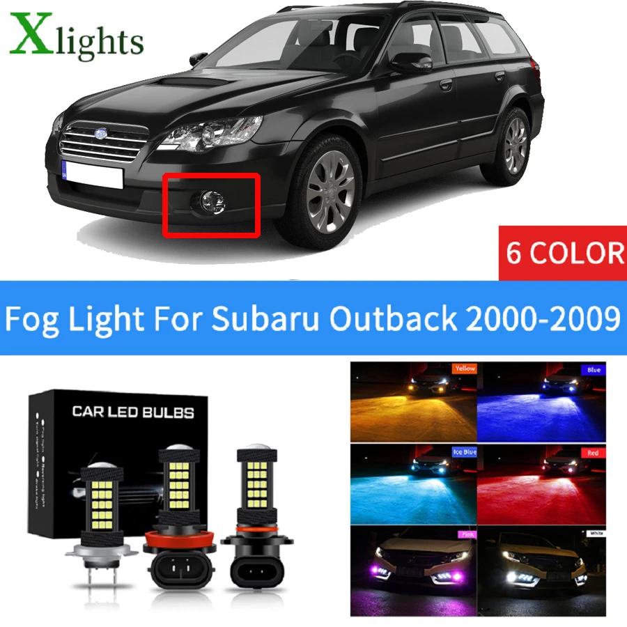 LED Fog Light For Subaru Outback 2000 2001 2002 2003 2004 2005 2006 2007 2008 2009 Foglamp Bulb Ice Lamp Blue White Yellow Red
