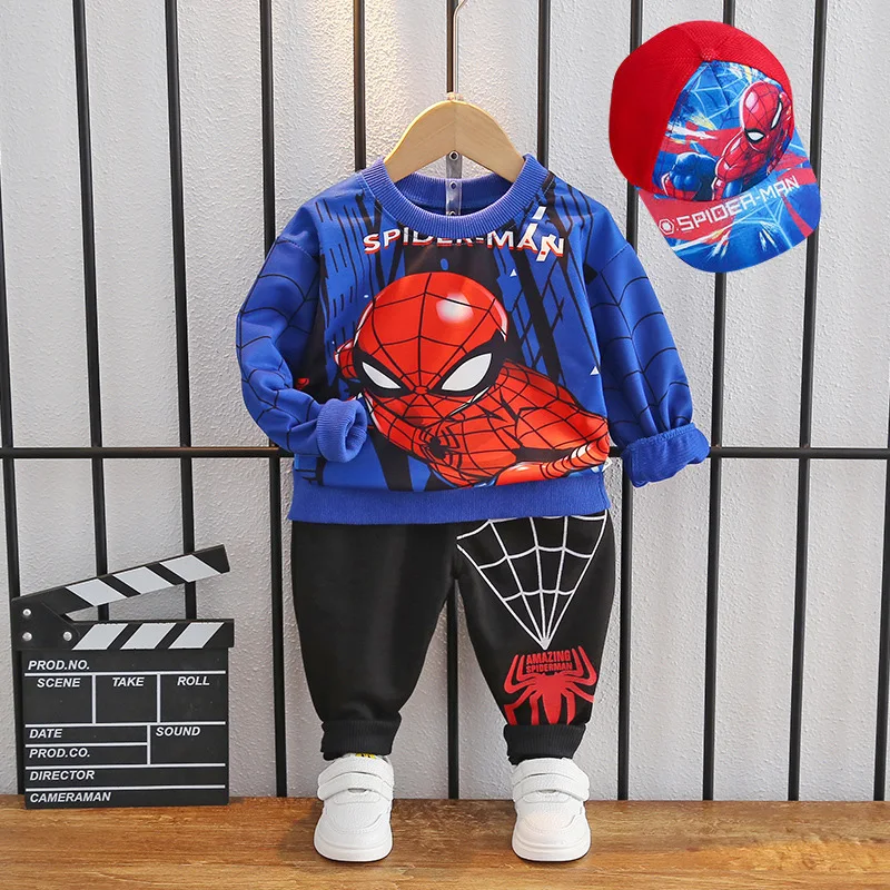 

With Hat Toddler Spring Cartoon T-shirt Pants Baby Boy Clothes Sets Girls Clothing Kids Tracksuit For Children Autumn Clothing