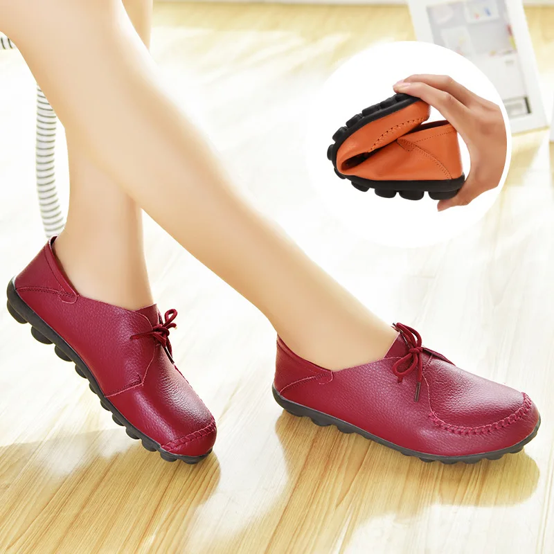 

Autumn Winter Women's Single Shoes Casual Flat Single Shoes Women's Fashion Lace-up Mother Shoes Peas Shoes Loafers Flats Solid