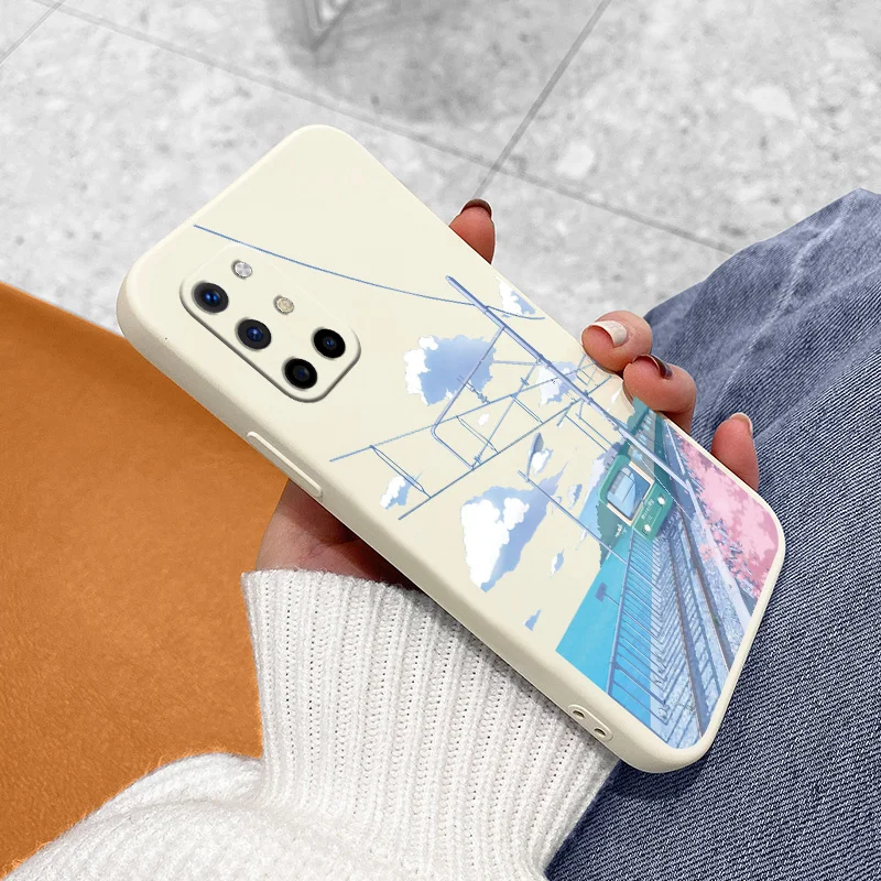 

Castle Oil Painting Square Liquid Silicone Case For Oneplus 8t 9 9pro pro Camera Lens Protection Shockproof Soft Phone Cover