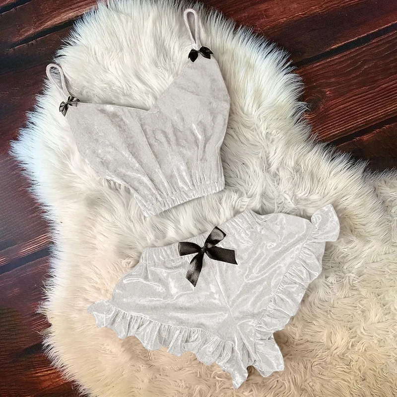 Женский пижамный комплект WENYUJH шорты с бантиком топ и | Женская одежда