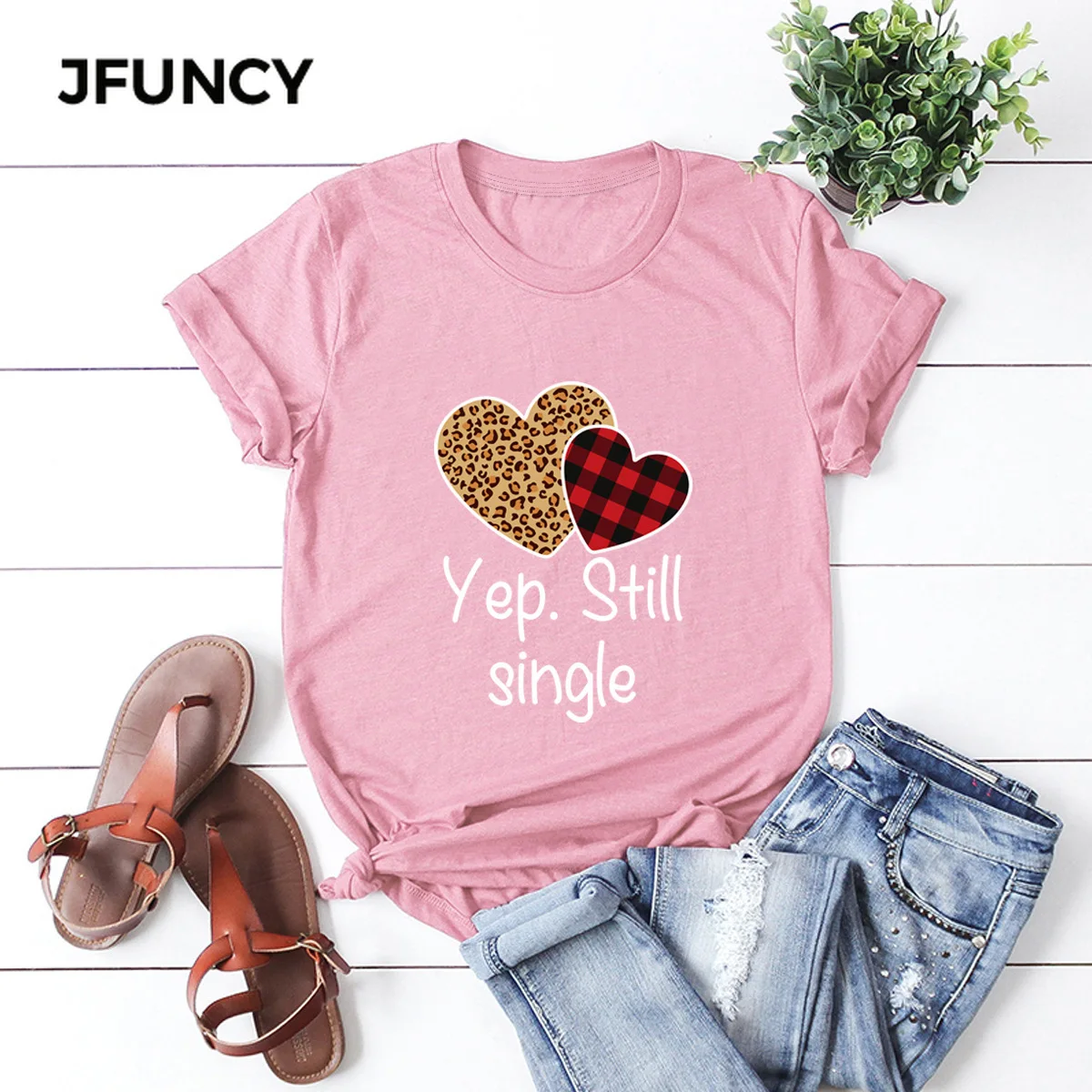 JFUNCY Single Lady Letter Print Summer Cotton T Shirt Women Short Sleeve T-shirt Female Tees  Casual Lady Basic Tops