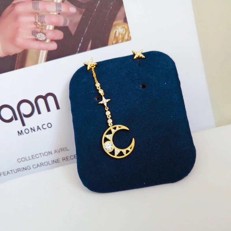 

Star Moon Earrings 925 Sterling Silver micro inlaid zircon fashion women's exquisite Party style exquisite jewelry