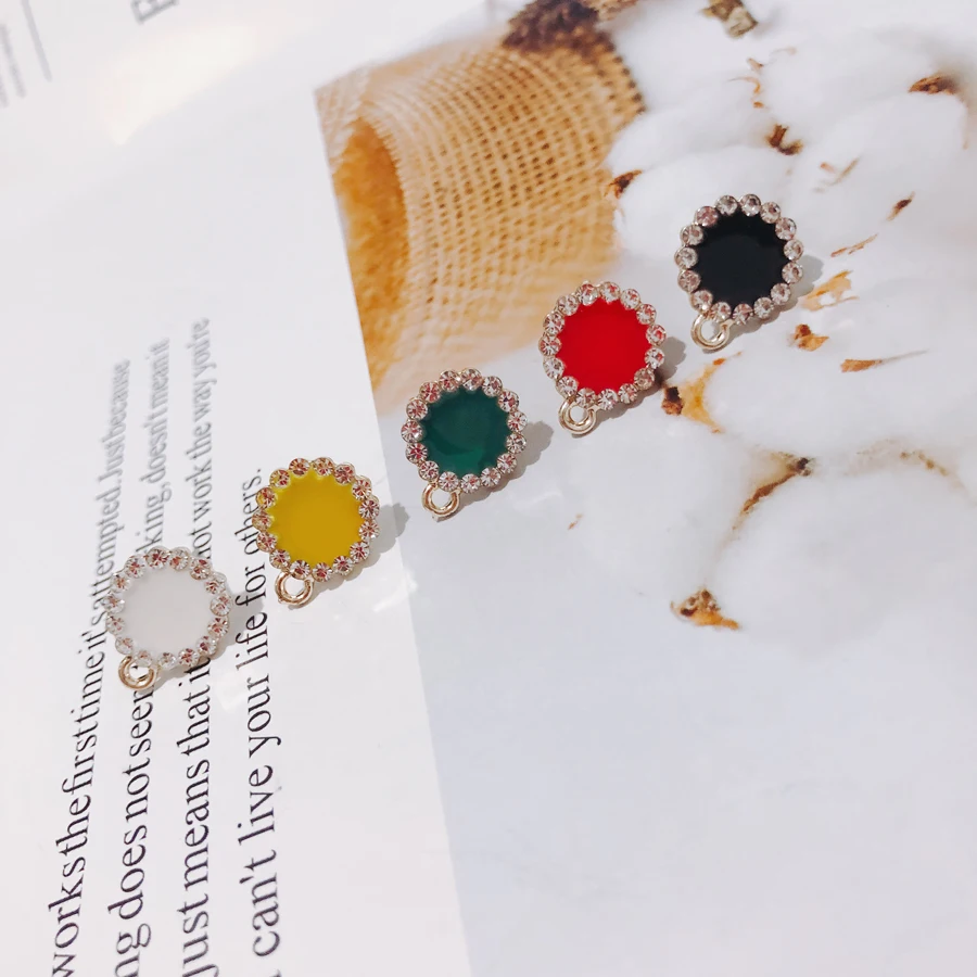 

Dripping oil Alloy Round Pendant Charms DIY Material Jewelry Earring Accessories