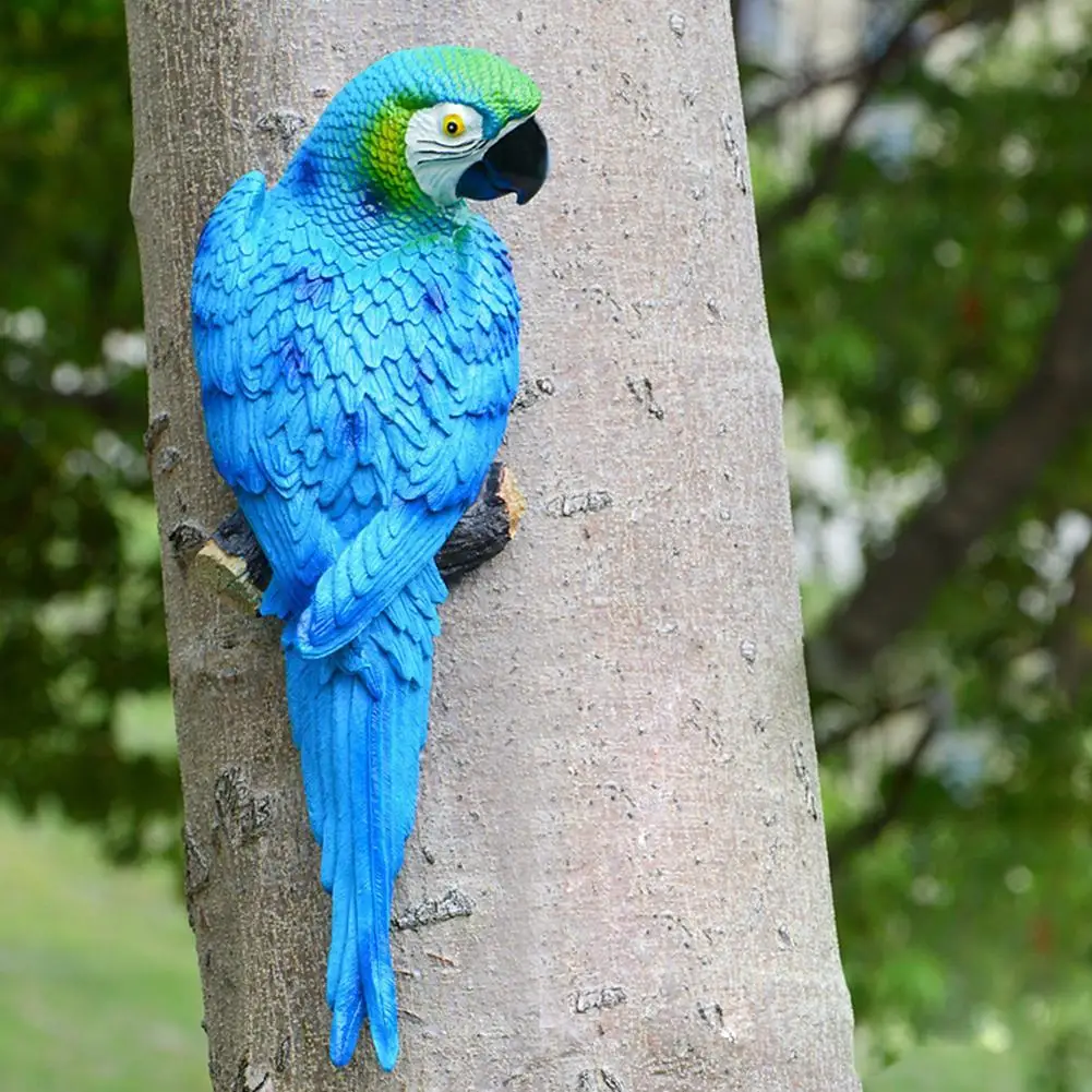 

Handmade Simulation Parrot Creative Feather Lawn Figurine Ornament Animal Bird Garden Bird Prop Decoration 10x8x31cm Left/Right