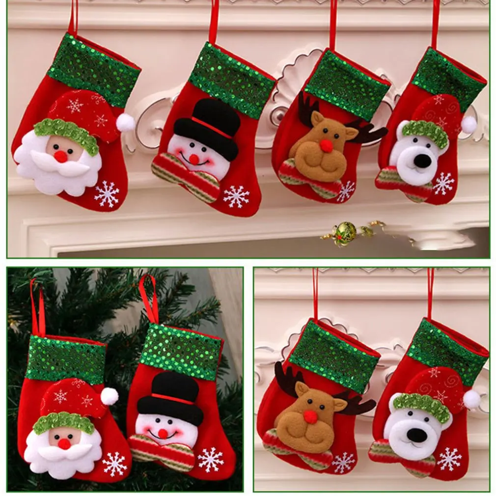 

Christmas Gift Christmas Stocking Sock Tree Hanging Candy Gift Bag Decoration New Year Ornaments Santa