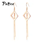 Модные серьги-подвески из стерлингового серебра 925 пробы с длинной кисточкой и геометрическим узором для женщин и девушек, изысканная цепочка с подвеской в виде пирсинга Brincos