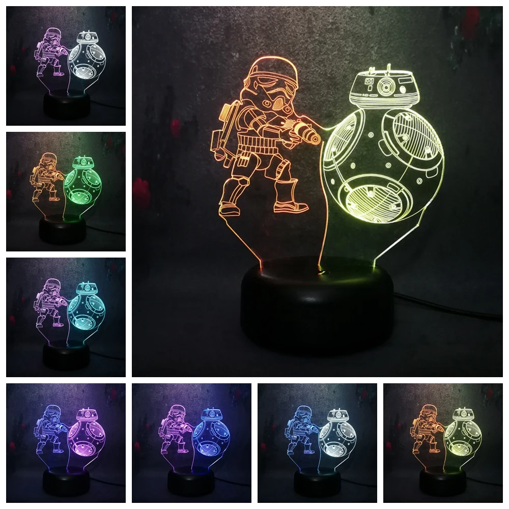 Звездные войны The Force Awakens BB8 боевой воины модель светодиодный светильник