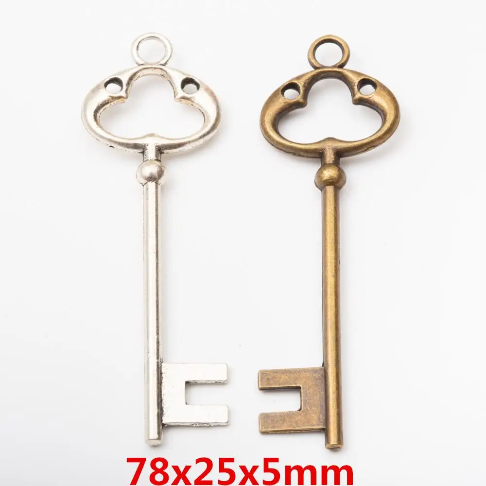 20 шт. 78*25 мм Серебряный Цвет Декоративные Большие Подвески для ключей из сплава
