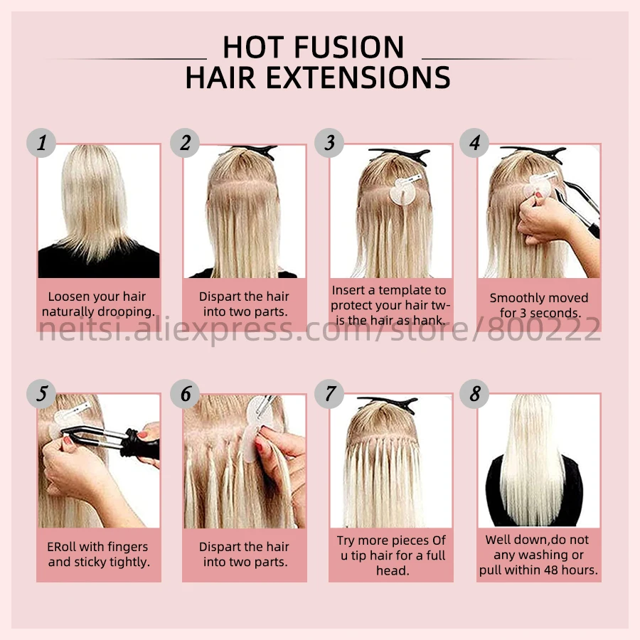 Neitsi прямые Омбре кератиновые человеческие Fusion волосы машина сделала Remy ногтей U