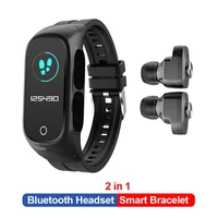 n8 smart watch 2 in1 multifunctional wireless tws bluetooth earphone bracelet fitness tracker wristband headset for men women