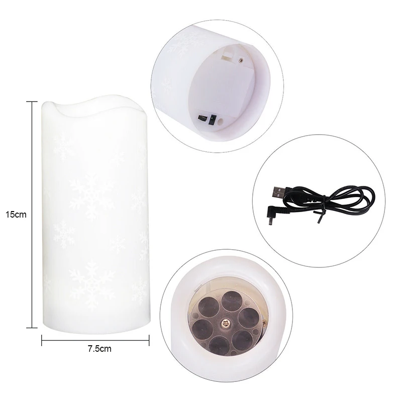 

2021 Christmas LED Projection Lamp Candle Projector Night Light Decoration Ornaments Snowman Snowflakes Candle Lamp Xmas Decor