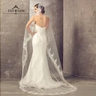 Фата FATAPAESE Свадебная с гребнем, однослойная с кружевной аппликацией, длиной 3 м, свадебный аксессуар