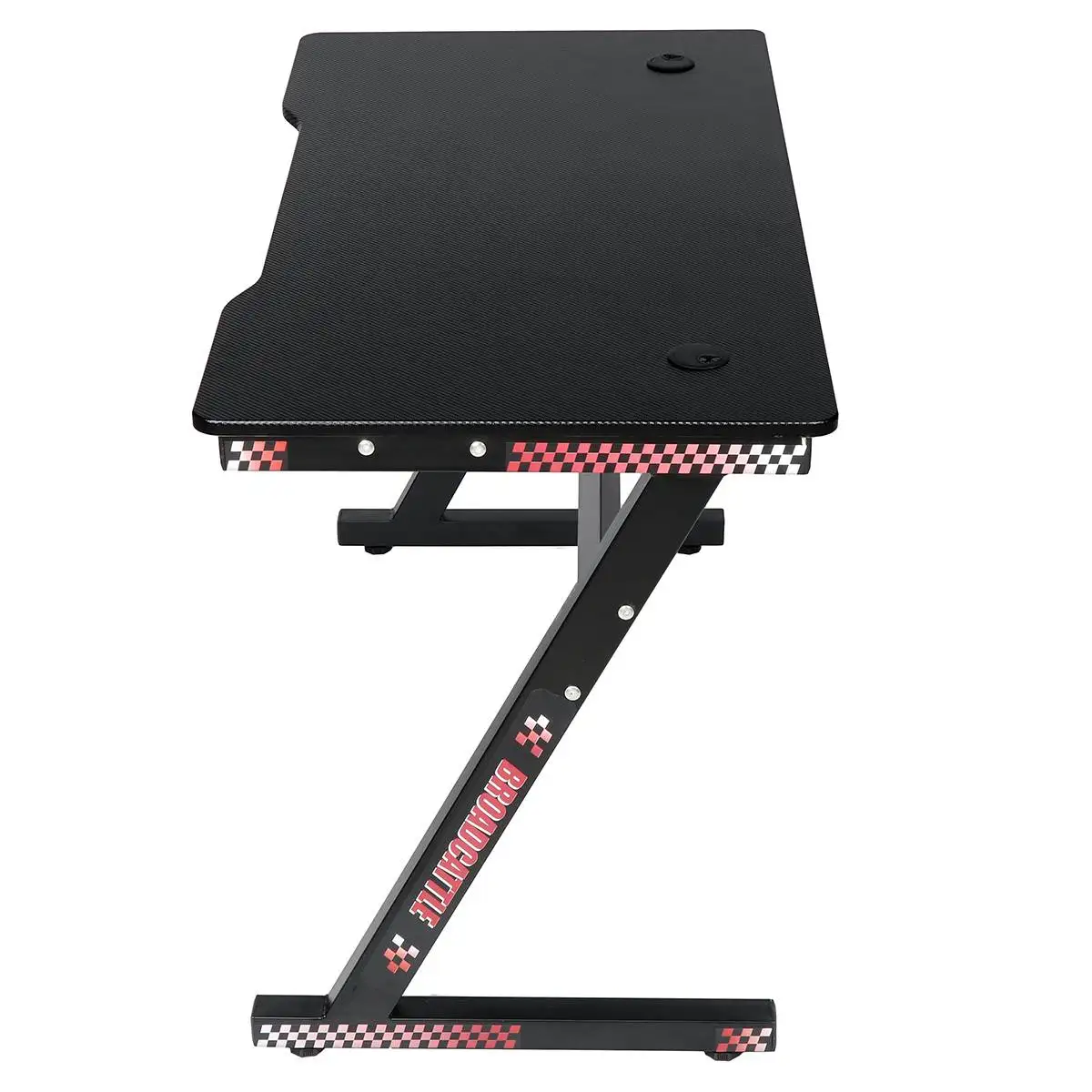 

Ergonomic Gaming Computer Desk Black Gamer Table Home Office Computer Table With Audio Sensor RGB LED Lights Headphone Hook