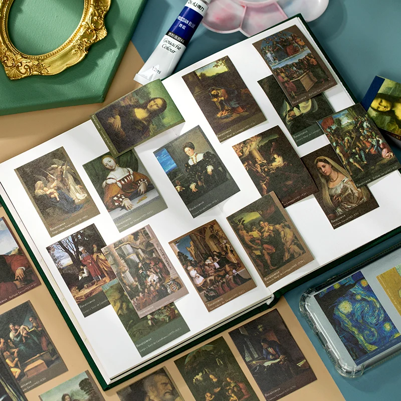 

vintage Mona Lisa Art Stickers Van Gogh Museum Scrapbooking Material bullet journaling Album Decorative collage Japanese Paper