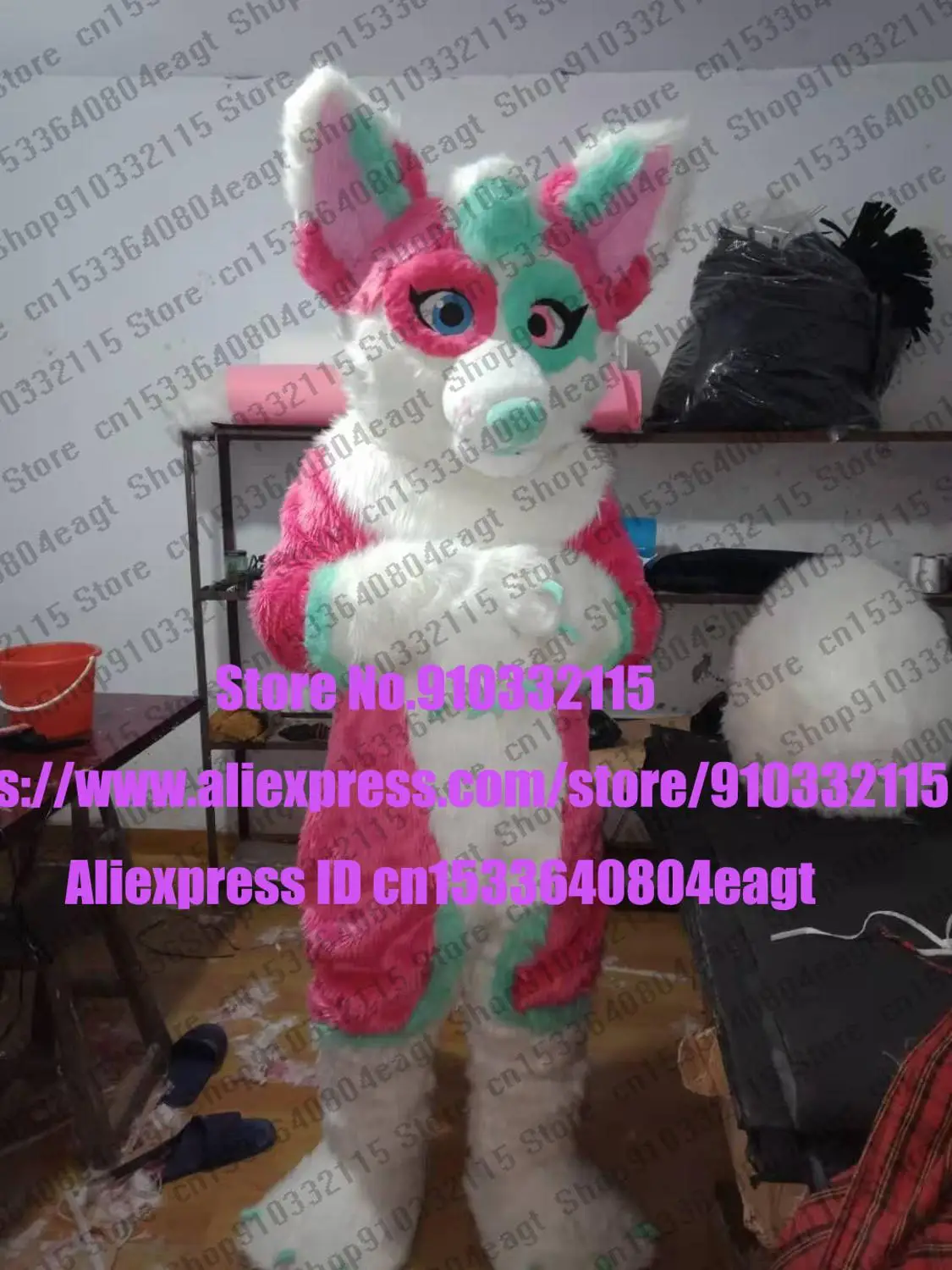 Длинный Меховой Лисий розовый хаски собака Волк Талисман меховой костюм для