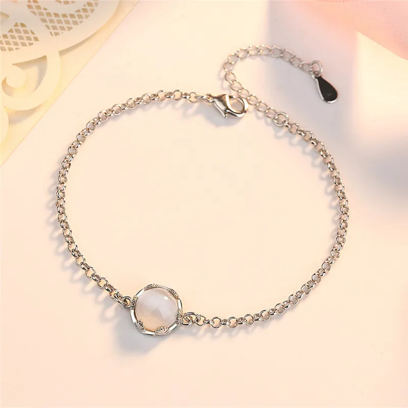 Женский винтажный браслет с цепочкой черный из стерлингового серебра 925 пробы