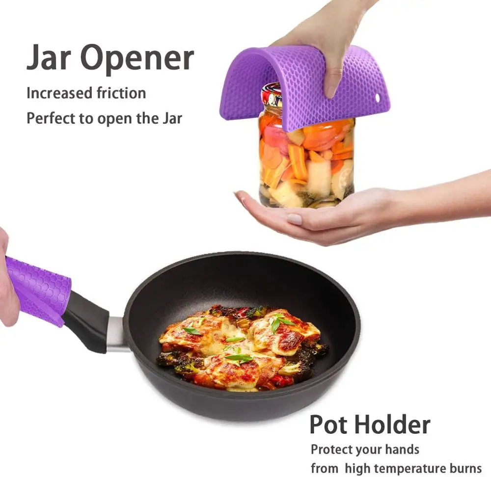 

Walfos Silicone Trivet Mats 4 Heat Resistant Pot Holders Multipurpose Non-Slip for Kitchen Potholders Hot Dishers Jar Opener