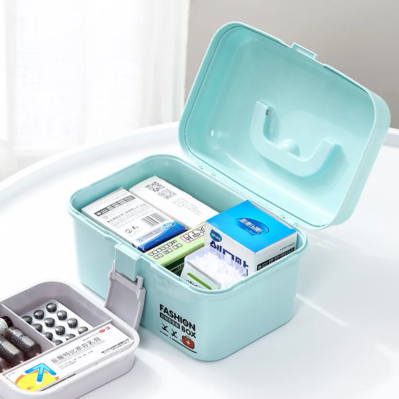 Portable Tier Medicine Boxes Folding Storage Box Large Capacity Drawer Sundries Organizer Chest First Aid Kit | Безопасность и