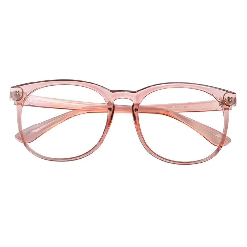 

TR90 Light Weight Oversized Square Eye Glass Big Head Eyeglass Frames Large lens 56mm-18mm-145mm translucent pink & Clear Frame