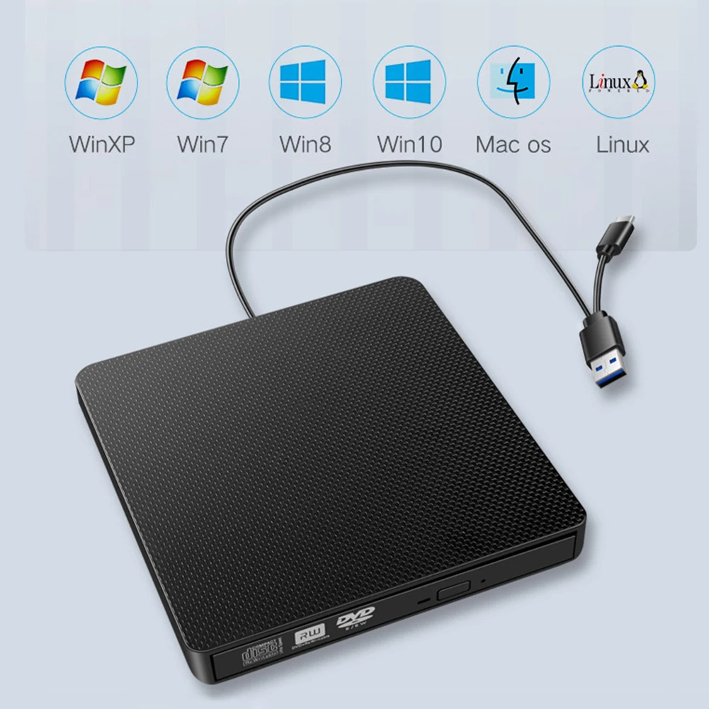 

USB 3.0 Type C Slim External DVD ROM RW CD Writer Optical Drive Burner Reader for Desktop Laptop PC Computers