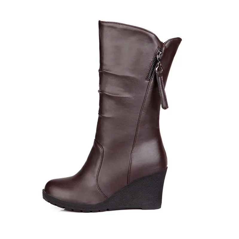 Новые женские зимние ботинки с круглым носком на молнии chaussures femme удобная обувь