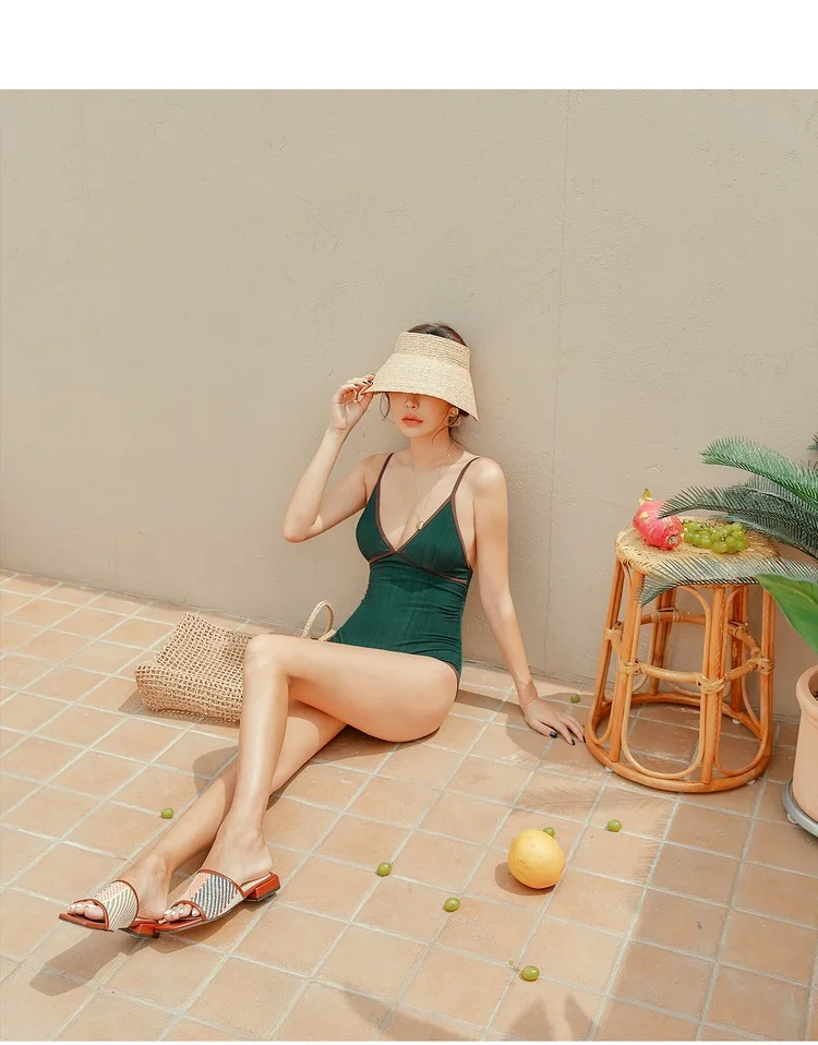 

New Arrival Swimwear Women Stretchy Breathable Solid Color Sling Bathing Suit Swimming Suit for Women One Piece Swimsuit
