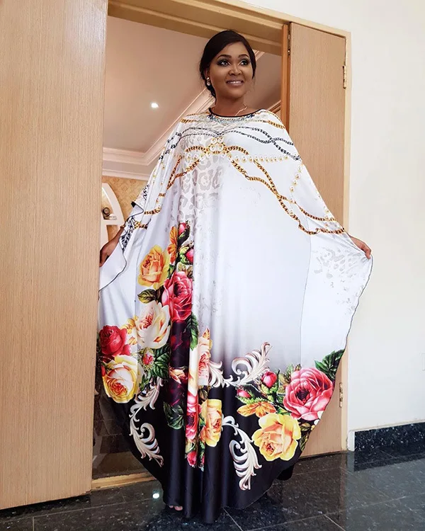 Фото Элегантный африканский дизайн принт Дашики платье рукав летучая мышь хиджаб