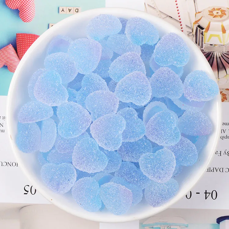 Gradient blue 10 шт Поддельные конфеты смолы кабошоны форма сердца Моделирование еда DIY скрапбукинг украшения искусственные сладкие - Цвет: Gradient blue